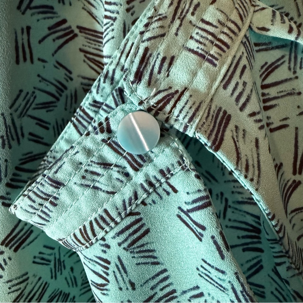 Worthington Blue Blouse with Mandarin Collar and Relaxed Fit - Picture 5 of 6